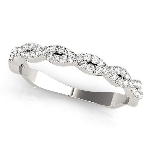 14K White Gold Twisted Wedding Band With 0.24 TCW Diamond (Lab Grown VS-SI1, E/F/G)