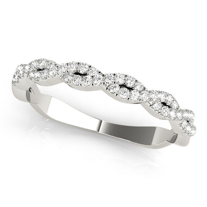 14K White Gold Twisted Wedding Band With 0.24 TCW Diamond (Lab Grown VS-SI1, E/F/G)