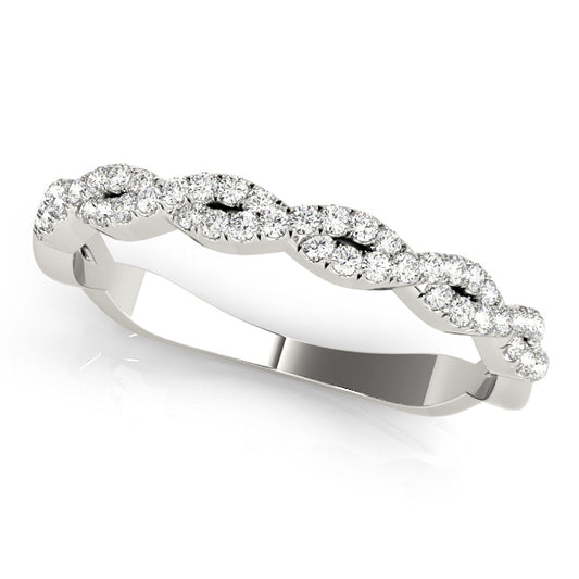 14K White Gold Twisted Wedding Band With 0.24 TCW Diamond (Lab Grown VS-SI1, E/F/G)