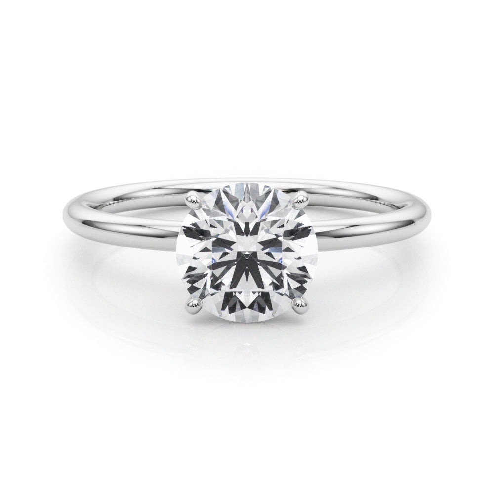 14K White Gold Engagement Ring Round Center With 3.08 TCW Diamond (Lab Grown VS-SI1, E/F/G)