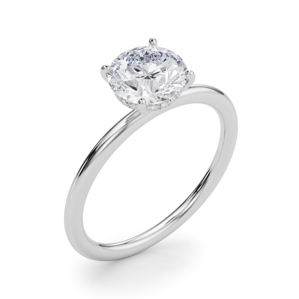 14K White Gold Engagement Ring Round Center With 3.08 TCW Diamond (Lab Grown VS-SI1, E/F/G)
