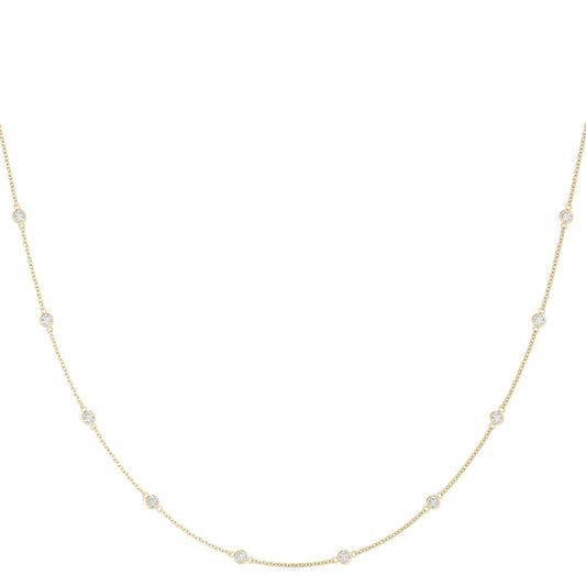 14K White and Yellow Gold 1.4mm Chain With 1 TCW Diamond (Lab Grown VS-SI1, E/F/G)