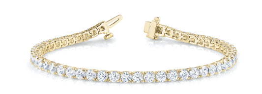 14K Yellow Gold 4 Pr In Line Tennis Bracelet With 9.87 TCW Diamond (Lab Grown VS-SI1, E/F/G)