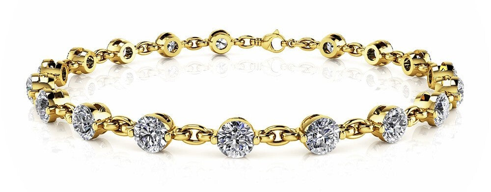 14K Yellow Gold Single Prong Bracelet With 3.78 TCW Diamond (Lab Grown VS-SI1, E/F/G)