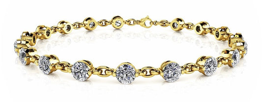14K Yellow Gold Single Prong Bracelet With 3.78 TCW Diamond (Lab Grown VS-SI1, E/F/G)
