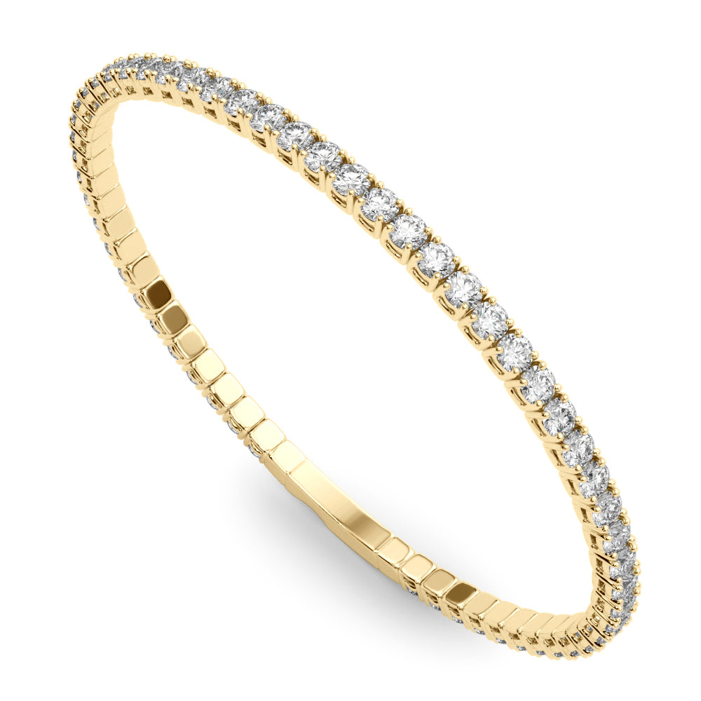 18K Yellow Gold Flexible Eternity Bangle With 1.66 TCW Diamond (Lab Grown VS-SI1, E/F/G)