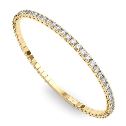 18K Yellow Gold Flexible Eternity Bangle With 1.66 TCW Diamond (Lab Grown VS-SI1, E/F/G)
