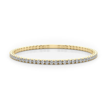 18K Yellow Gold Flexible Eternity Bangle With 1.66 TCW Diamond (Lab Grown VS-SI1, E/F/G)