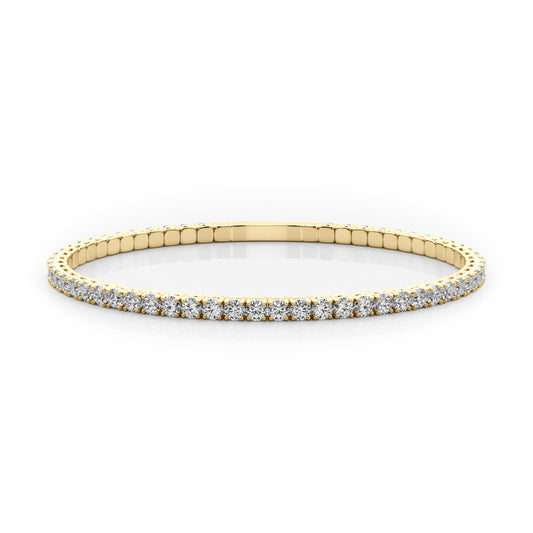 18K Yellow Gold Flexible Eternity Bangle With 1.66 TCW Diamond (Lab Grown VS-SI1, E/F/G)