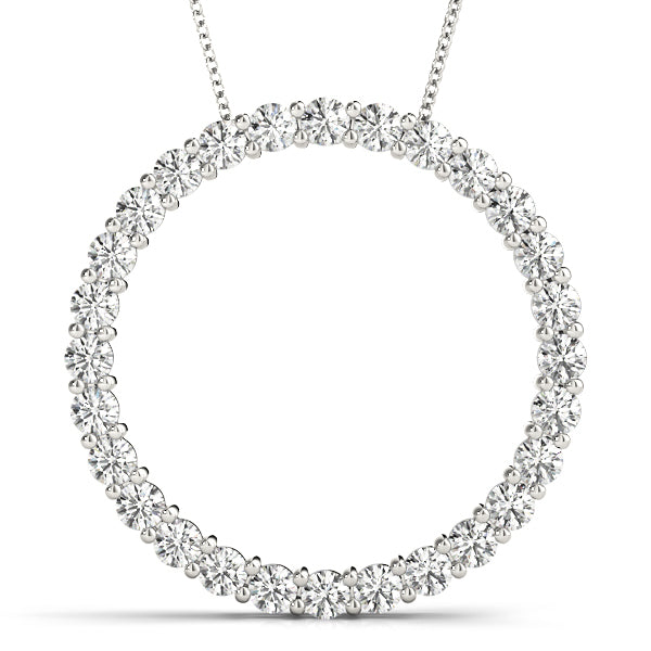 14K White Gold Pendants Circle With 1.80 TCW Diamond (Lab Grown VS-SI1, E/F/G)