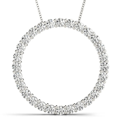 14K White Gold Pendants Circle With 1.80 TCW Diamond (Lab Grown VS-SI1, E/F/G)