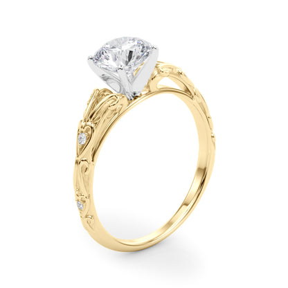 14K Yellow Gold Engagement Ring With 0.03 TCW Diamond (Lab Grown VS-SI1, E/F/G)