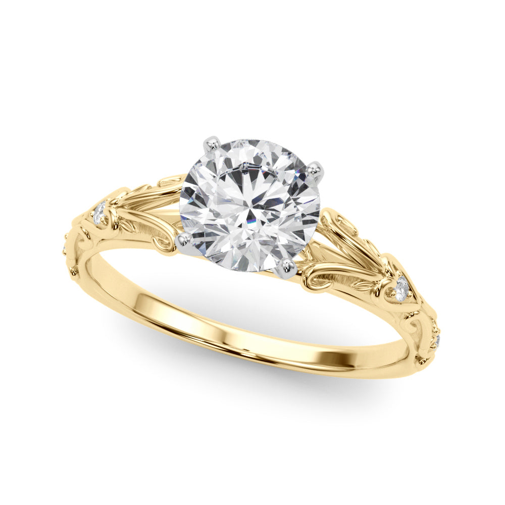 14K Yellow Gold Engagement Ring With 0.03 TCW Diamond (Lab Grown VS-SI1, E/F/G)