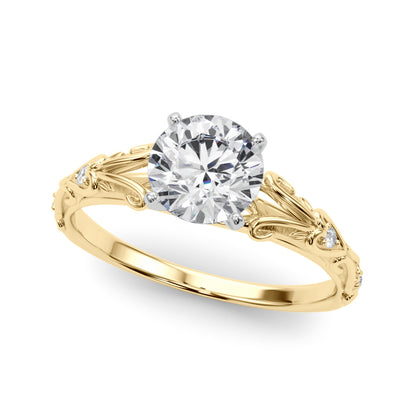 14K Yellow Gold Engagement Ring With 0.03 TCW Diamond (Lab Grown VS-SI1, E/F/G)
