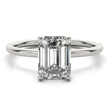 14K White Gold Engagement Ring Emerald Cut Center With 0.10 TCW Diamond (Lab Grown VS-SI1, E/F/G)