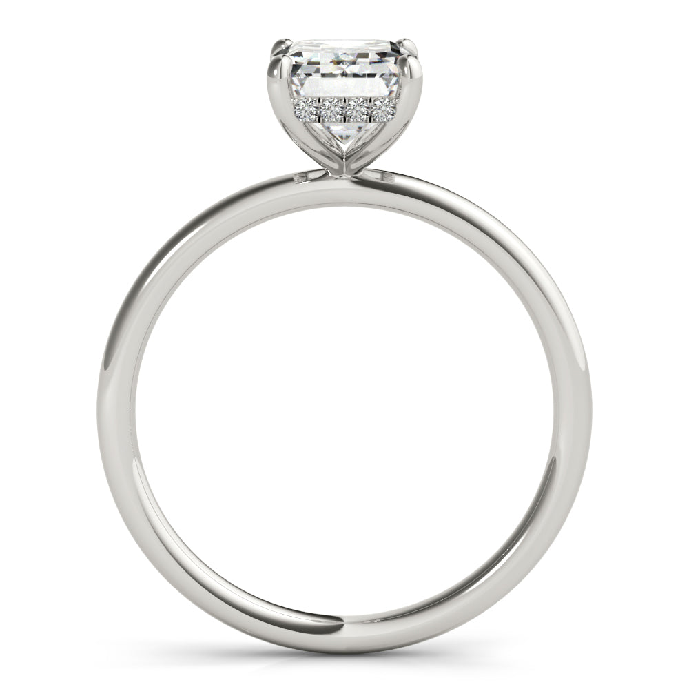 14K White Gold Engagement Ring Emerald Cut Center With 0.10 TCW Diamond (Lab Grown VS-SI1, E/F/G)