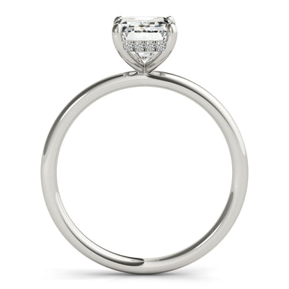 14K White Gold Engagement Ring Emerald Cut Center With 0.10 TCW Diamond (Lab Grown VS-SI1, E/F/G)