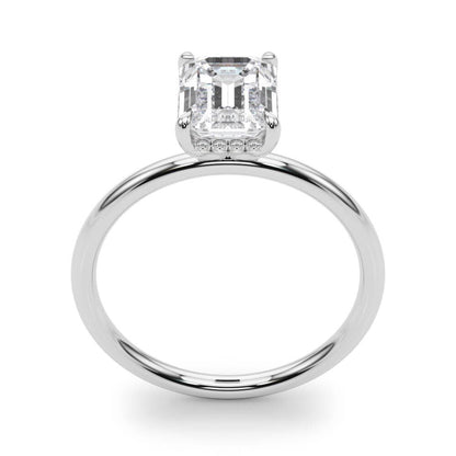 14K White Gold Engagement Ring Emerald Cut Center With 0.10 TCW Diamond (Lab Grown VS-SI1, E/F/G)