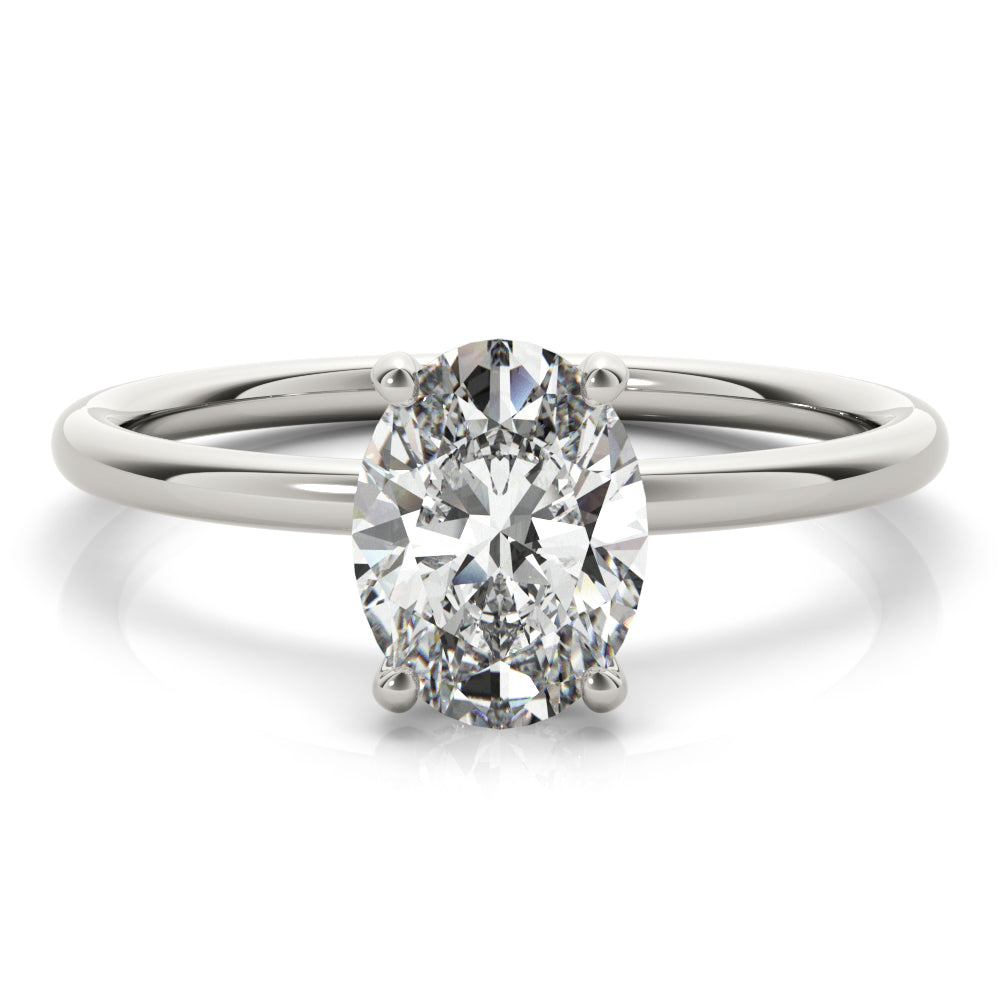14K White Gold Engagement Ring Oval Cut Center With 0.09 TCW Diamond (Lab Grown VS-SI1, E/F/G)