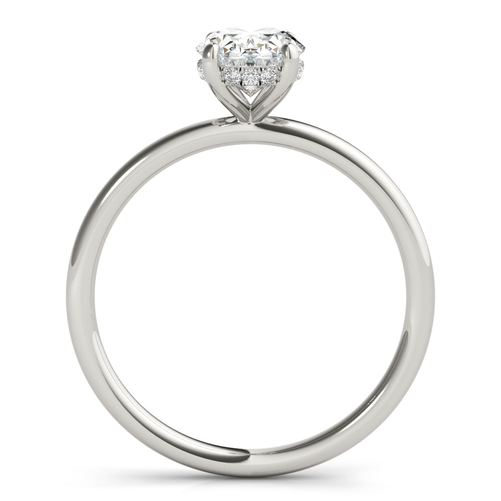 14K White Gold Engagement Ring Oval Cut Center With 0.09 TCW Diamond (Lab Grown VS-SI1, E/F/G)