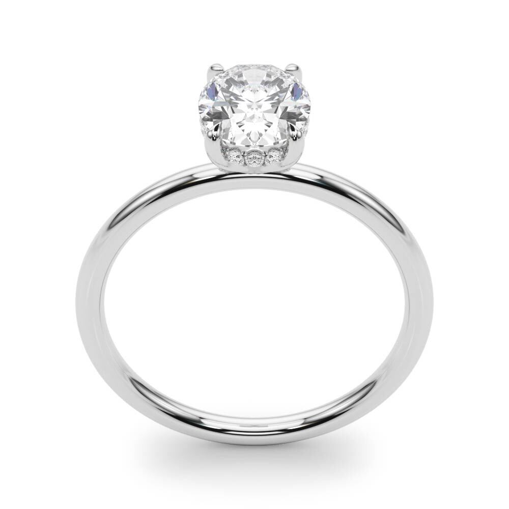 14K White Gold Engagement Ring Oval Cut Center With 0.09 TCW Diamond (Lab Grown VS-SI1, E/F/G)