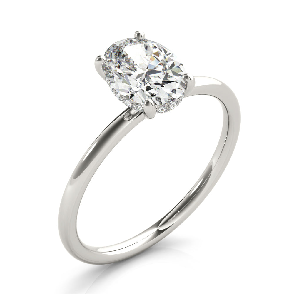 14K White Gold Engagement Ring Oval Cut Center With 0.09 TCW Diamond (Lab Grown VS-SI1, E/F/G)
