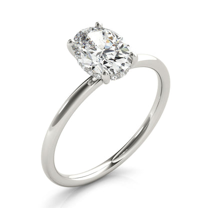 14K White Gold Engagement Ring Oval Cut Center With 0.09 TCW Diamond (Lab Grown VS-SI1, E/F/G)