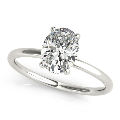 14K White Gold Engagement Ring Oval Cut Center With 0.09 TCW Diamond (Lab Grown VS-SI1, E/F/G)