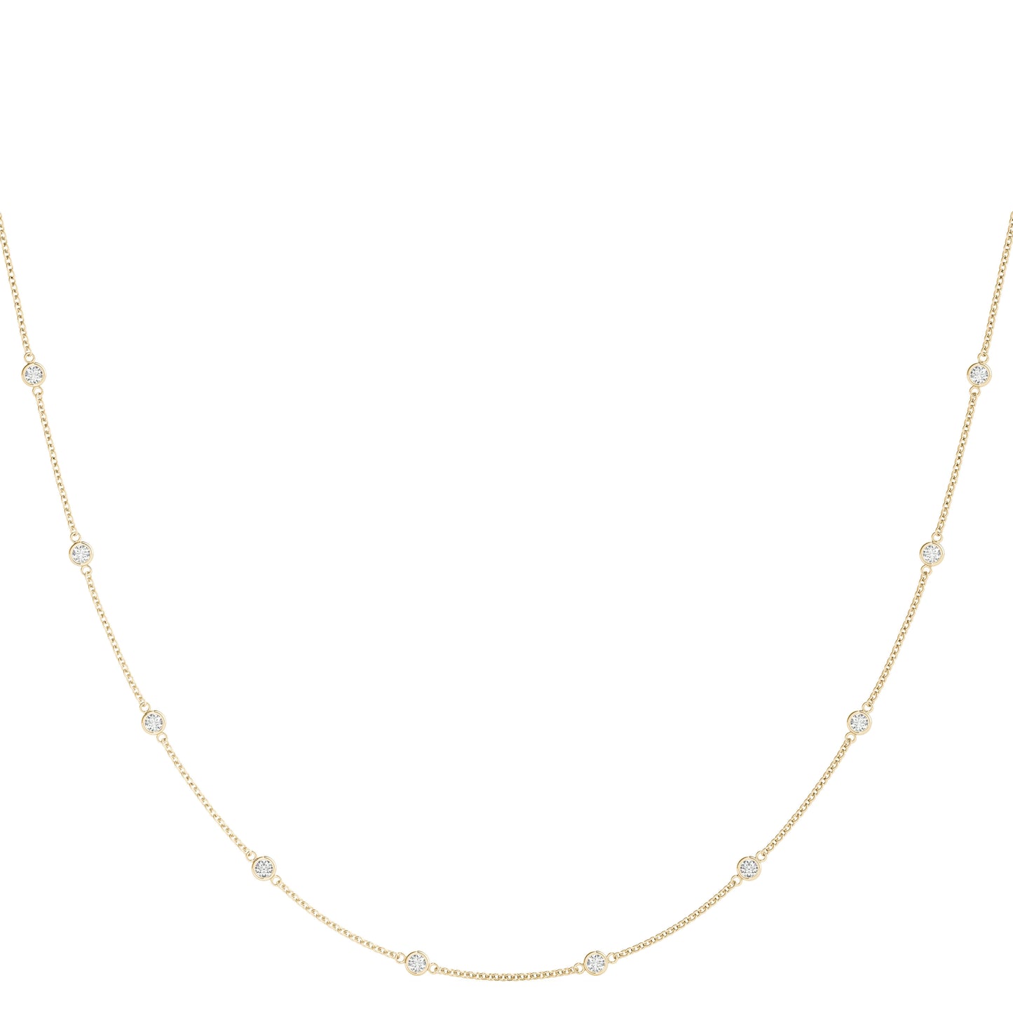 14K White and Yellow Gold .040 (1.4mm) Dia Station Necklace With 1.50 TCW Diamond (Lab Grown VS-SI1, E/F/G)