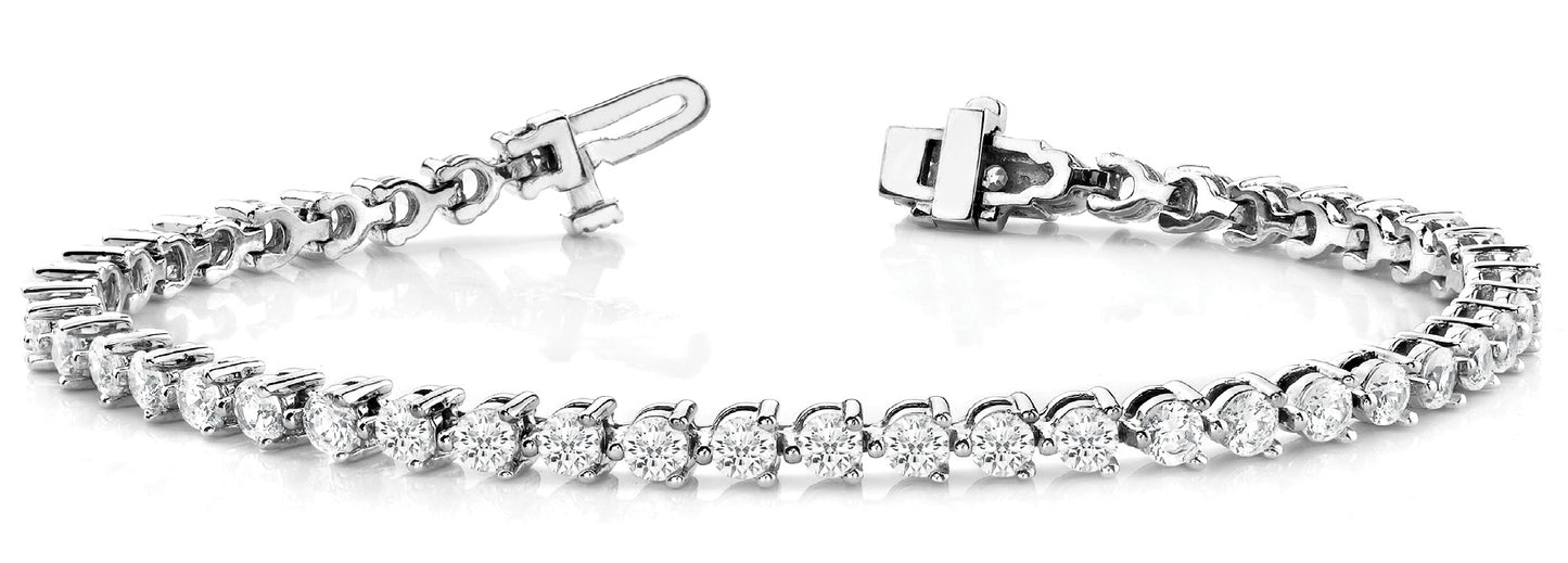14K White Gold Bracelet In Line  Prong Set With 2.06 TCW Diamond (Lab Grown VS-SI1, E/F/G)