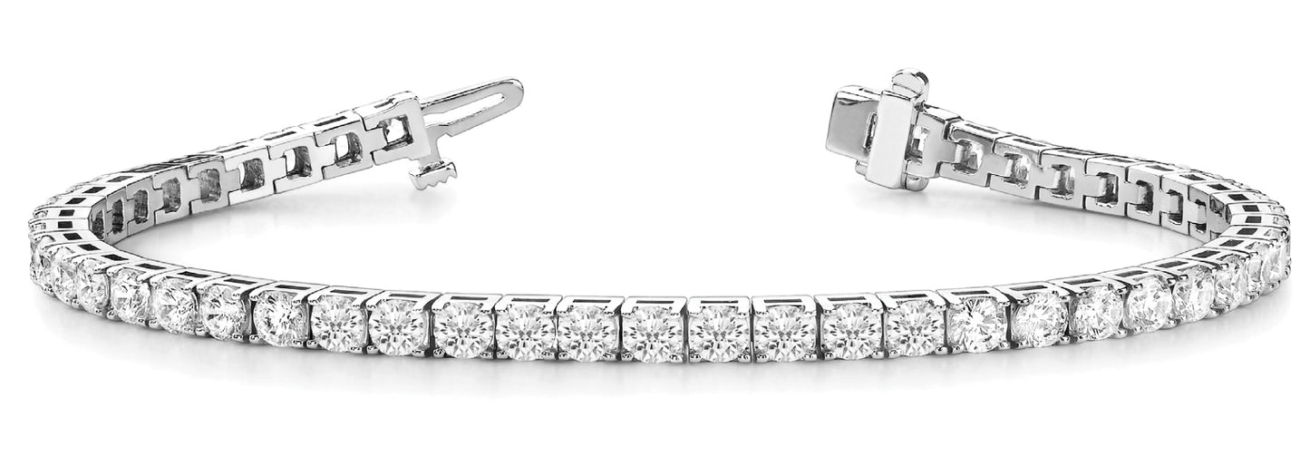 18K White Gold Bracelet In Line Prong Set With 1.97 TCW Diamond (Lab Grown VS-SI1, E/F/G)