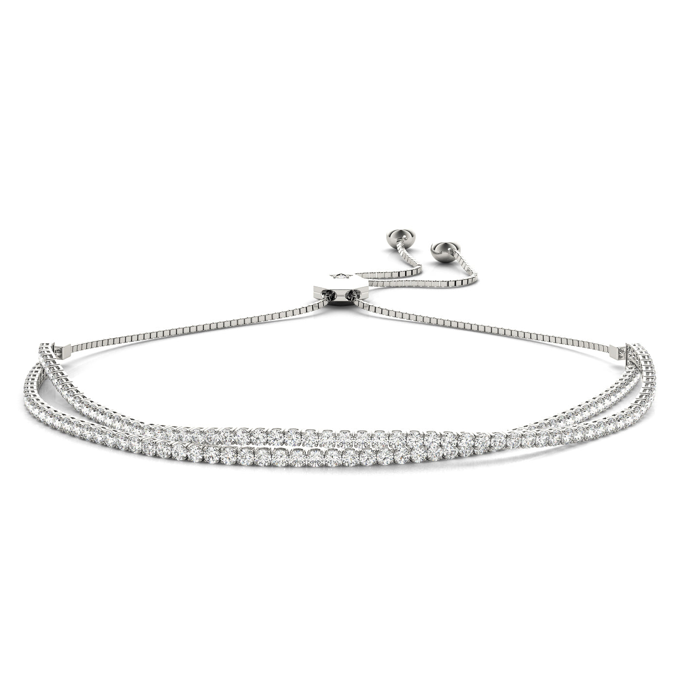14K White Gold In Line Adjustable Tennis Bracelet With 2.34 TCW Diamond (Lab Grown VS-SI1, E/F/G)