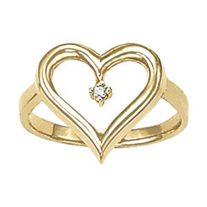 14K White Gold Diamond Fashion Heart Rings With 0.02 TCW Diamond (Lab Grown VS-SI1, E/F/G)