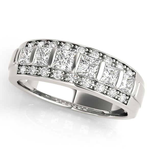 14K White Gold Wedding Bands Fancy Shape Princess With 0.87 TCW Diamond (Lab Grown VS-SI1, E/F/G)