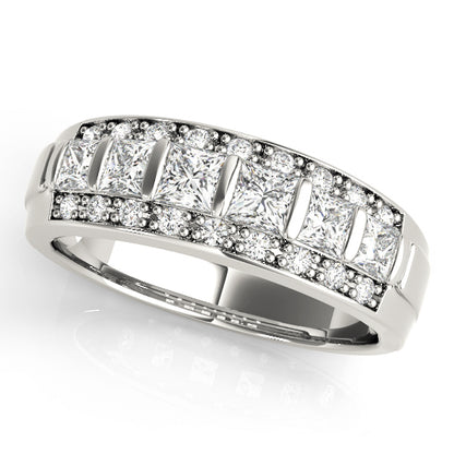 14K White Gold Wedding Bands Fancy Shape Princess With 0.87 TCW Diamond (Lab Grown VS-SI1, E/F/G)