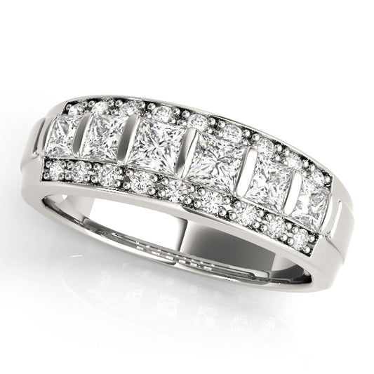 14K White Gold Wedding Bands Fancy Shape Princess With 0.87 TCW Diamond (Lab Grown VS-SI1, E/F/G)