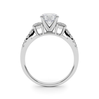 14K White Gold Engagement Rings 3 Stone Round With 0.50 TCW Diamond (Lab Grown VS-SI1, E/F/G)