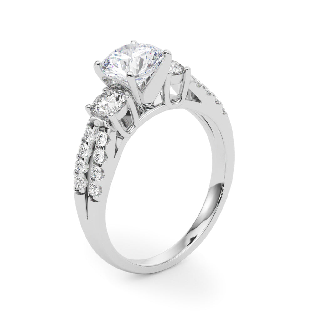 14K White Gold Engagement Rings 3 Stone Round With 0.50 TCW Diamond (Lab Grown VS-SI1, E/F/G)