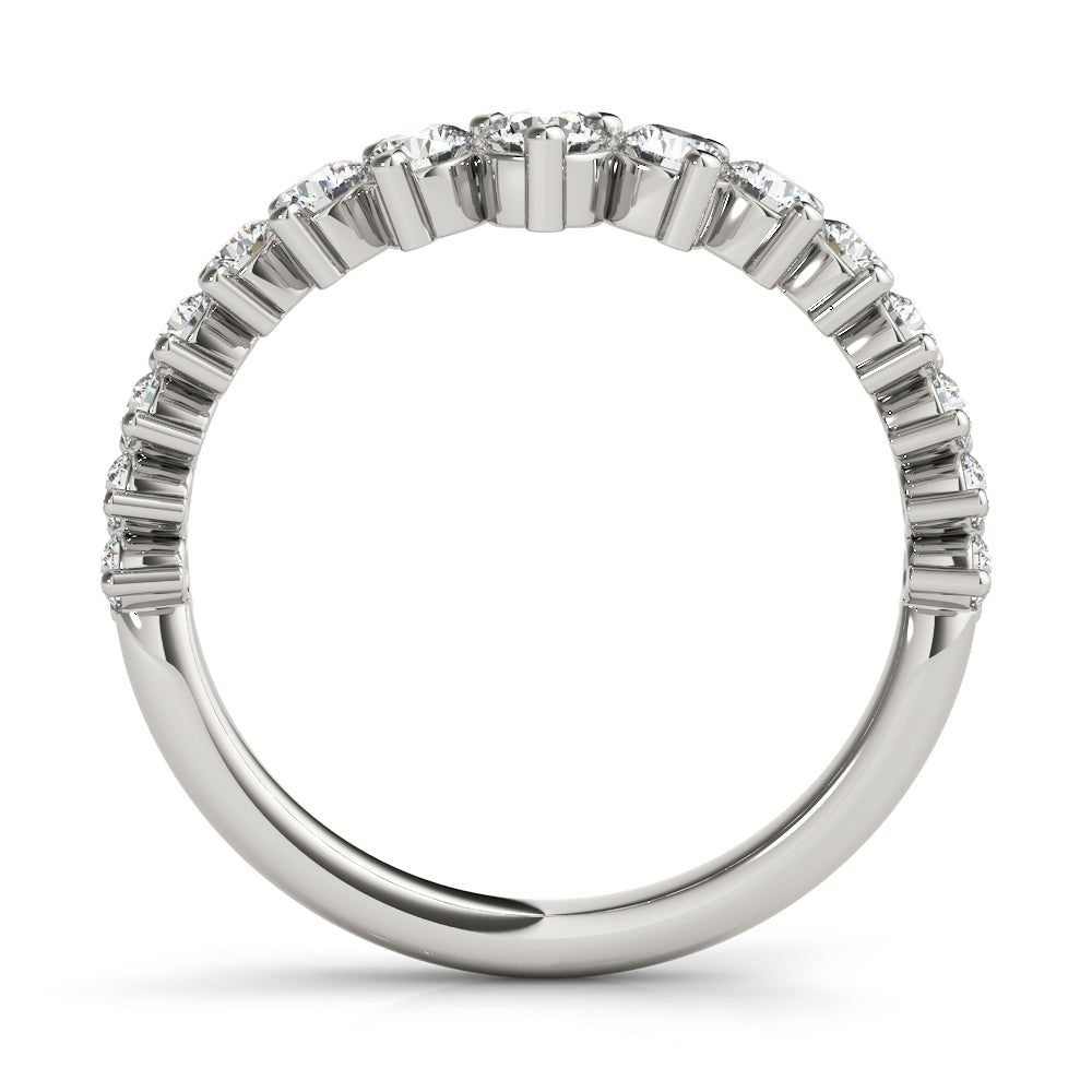 14K White Gold Chevron Graduated Diamond Band With 0.16 TCW Diamond (Lab Grown VS-SI1, E/F/G)