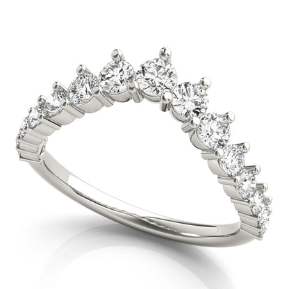 14K White Gold Chevron Graduated Diamond Band With 0.16 TCW Diamond (Lab Grown VS-SI1, E/F/G)