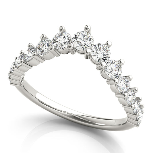 14K White Gold Chevron Graduated Diamond Band With 0.16 TCW Diamond (Lab Grown VS-SI1, E/F/G)