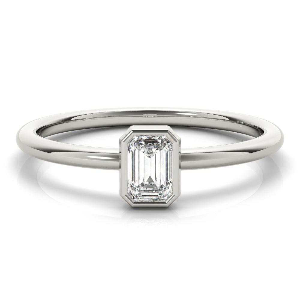 14K White Gold Emerald Solitaire Stackable With 0.30 TCW Diamond (Lab Grown VS-SI1, E/F/G)