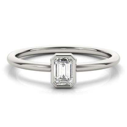 14K White Gold Emerald Solitaire Stackable With 0.30 TCW Diamond (Lab Grown VS-SI1, E/F/G)