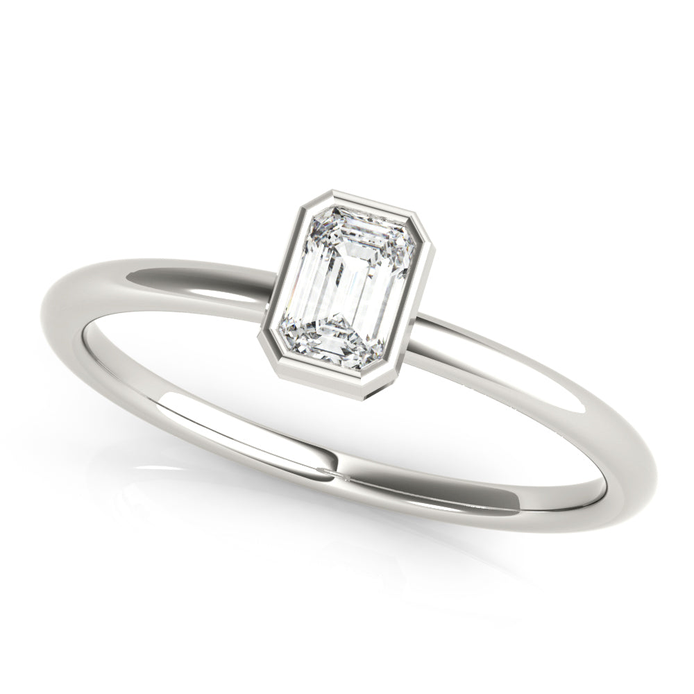14K White Gold Emerald Solitaire Stackable With 0.30 TCW Diamond (Lab Grown VS-SI1, E/F/G)