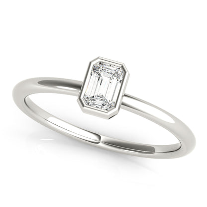 14K White Gold Emerald Solitaire Stackable With 0.30 TCW Diamond (Lab Grown VS-SI1, E/F/G)