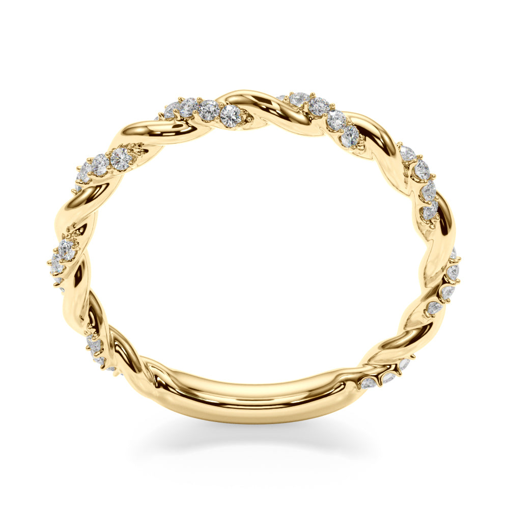 14K Yellow Gold Twisted Wedding Band With 0.20 TCW Diamond (Lab Grown VS-SI1, E/F/G)