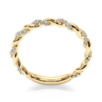 14K Yellow Gold Twisted Wedding Band With 0.20 TCW Diamond (Lab Grown VS-SI1, E/F/G)