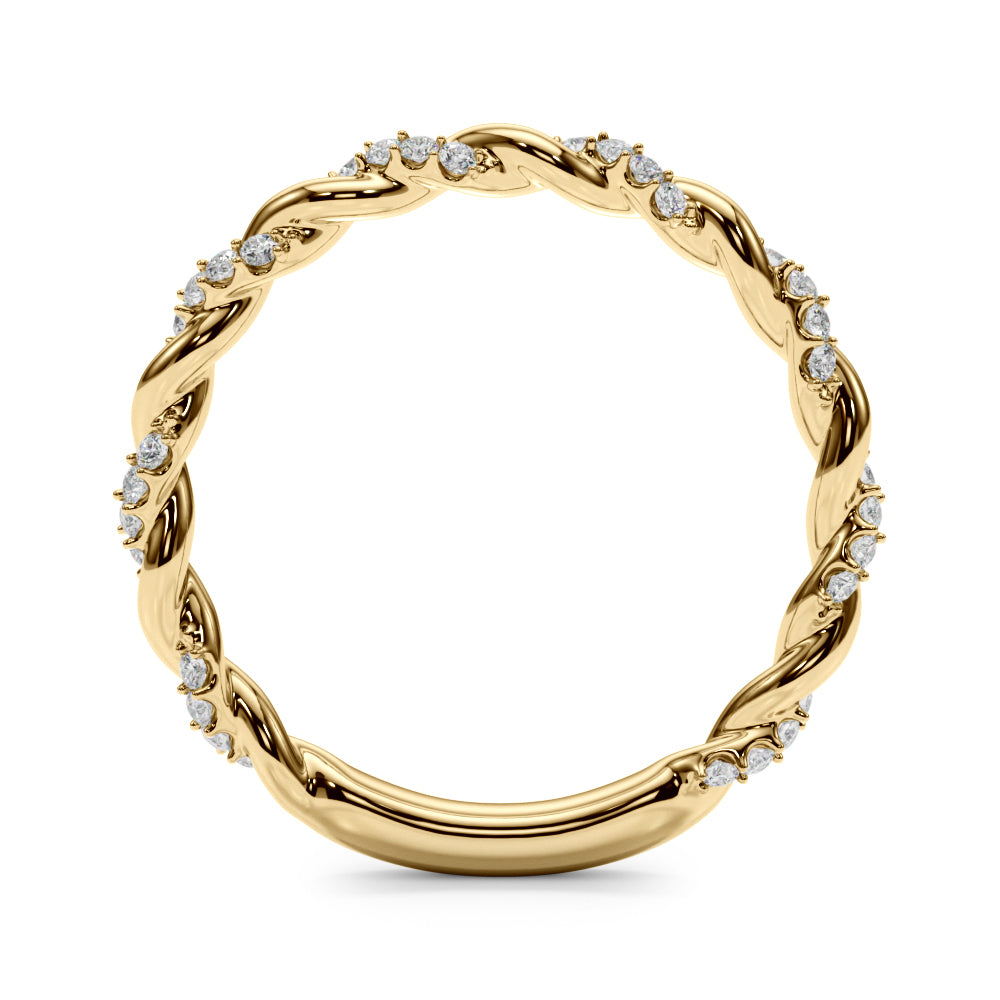 14K Yellow Gold Twisted Wedding Band With 0.20 TCW Diamond (Lab Grown VS-SI1, E/F/G)