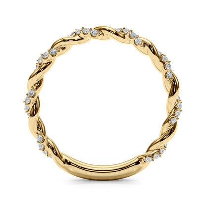 14K Yellow Gold Twisted Wedding Band With 0.20 TCW Diamond (Lab Grown VS-SI1, E/F/G)