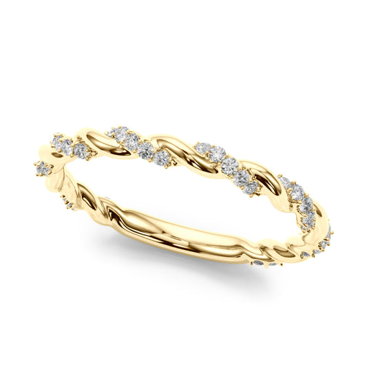 14K Yellow Gold Twisted Wedding Band With 0.20 TCW Diamond (Lab Grown VS-SI1, E/F/G)